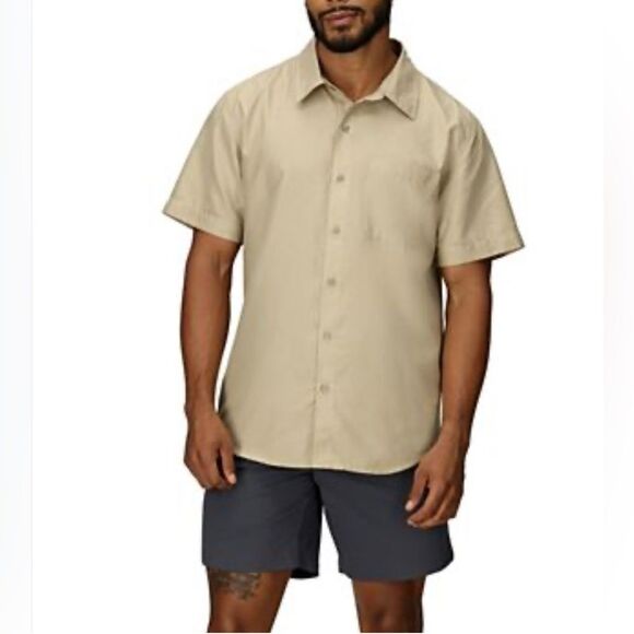 Rip Curl Men’s classic surf tech bone short sleeve button down shirt size large - Picture 1 of 7